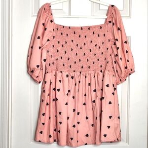 Shein Pink with Hearts Plus Size Blouse